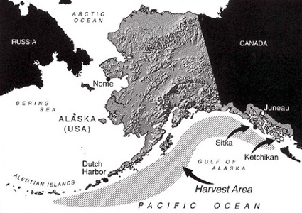 Halibut harvest area map - image courtesy Seafood Producers Cooperative